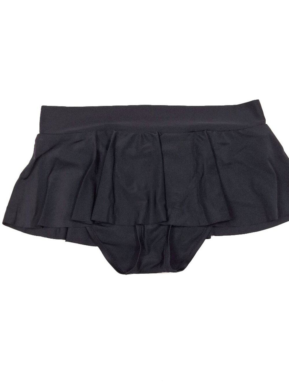 Mid-Rise Hipster Skirtini Plus Size XL Black Bikini Swim Skirt Bottoms W Panty